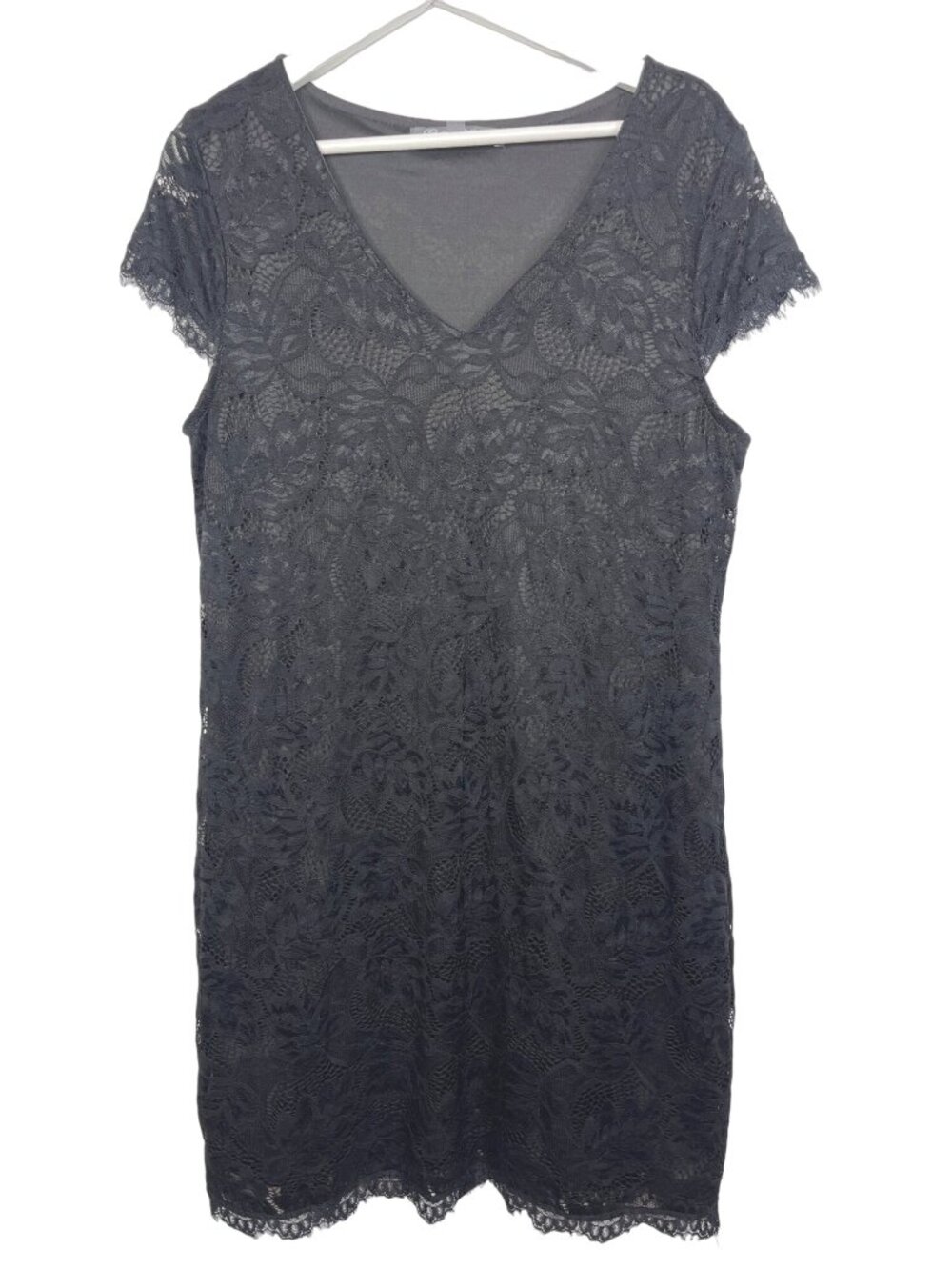 Daisy Fuentes Women’s Large Black Lace Sheath Dress Short Sleeve V Neck